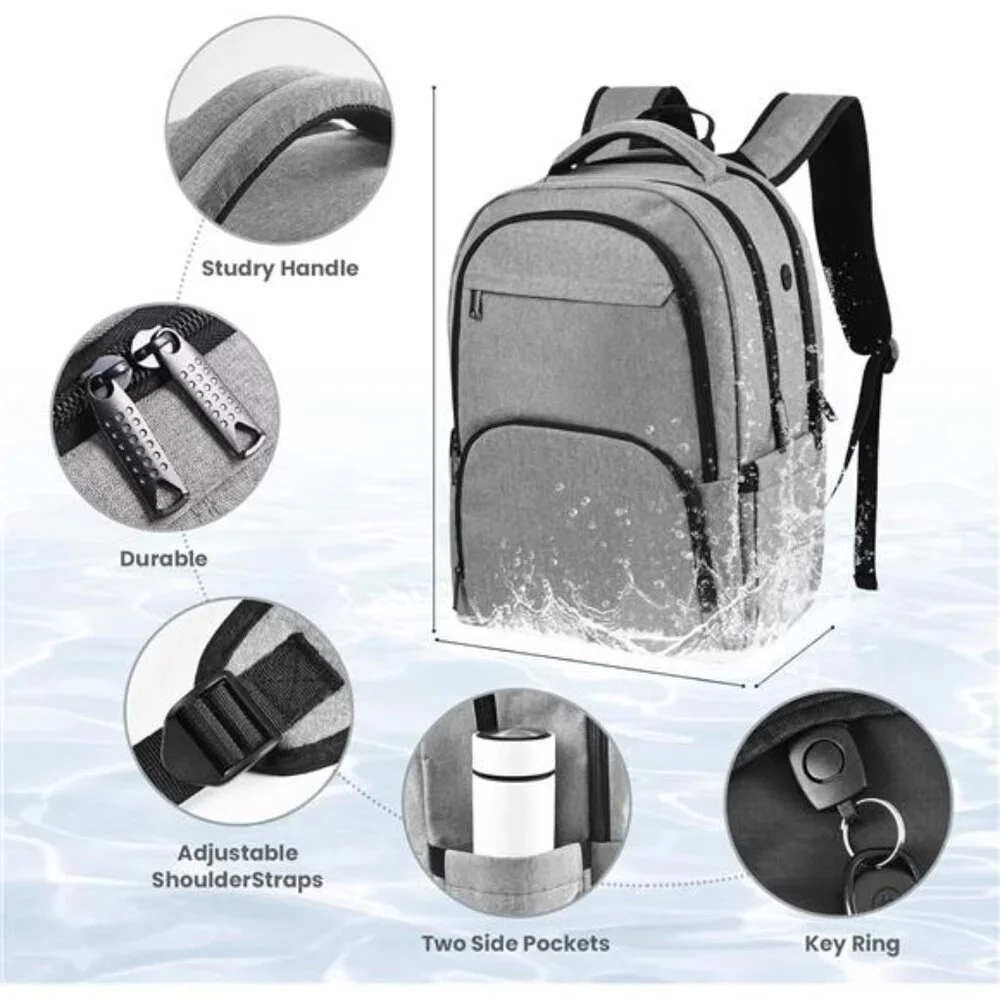 Women's Grey Laptop Backpack with USB Charging Port